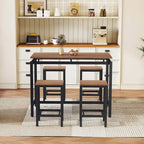 Set da bar 5 pezzi con 4 sgabelli, 4 posti, colore marrone/rovere/marrone scuro