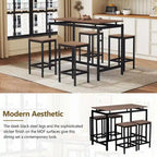 Set da bar 5 pezzi con 4 sgabelli, 4 posti, colore marrone/rovere/marrone scuro