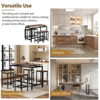 Set da bar 5 pezzi con 4 sgabelli, 4 posti, colore marrone/rovere/marrone scuro