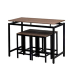 Set da bar 5 pezzi con 4 sgabelli, 4 posti, colore marrone/rovere/marrone scuro