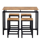 Set da bar 5 pezzi con 4 sgabelli, 4 posti, colore marrone/rovere/marrone scuro