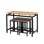 Set da bar 5 pezzi con 4 sgabelli, 4 posti, colore marrone/rovere/marrone scuro